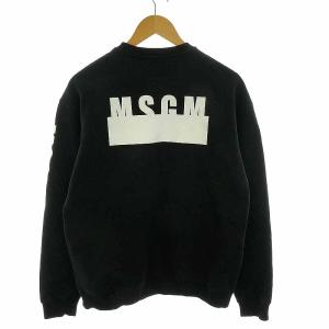 MSGM スリーブロゴ スウェット トレーナー プリント 裏起毛 クルーネック 長袖 S 黒 ブラック 赤 白 2342MDM185