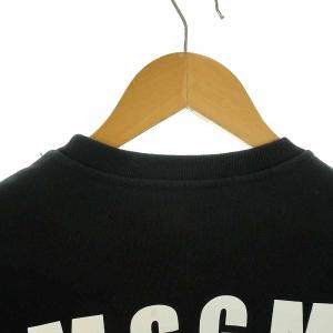MSGM スリーブロゴ スウェット トレーナー プリント 裏起毛 クルーネック 長袖 S 黒 ブラック 赤 白 2342MDM185
