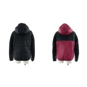 HYSTERIC GLAMOUR プリマロフト ナイロンタフタ リバーシブル フーデッド 中綿ジャケット ワッペン S 紫 パープル 黒 ブラック 0153AB03