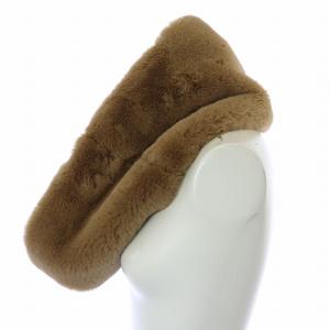 BLUE LABEL CRESTBRIDGE ネックウォーマー ファー マフラー 裏地チェック ベージュ