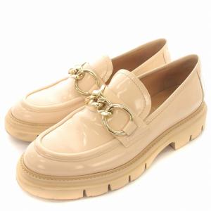 ルカグロッシ luca grossi ローファー ガラスレザー 厚底 38 24cm ベージュ