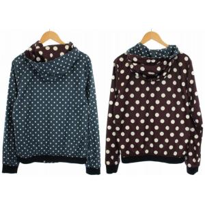 DOLCE&GABBANA リバーシブル パーカー ジャケット ジップアップ ドット柄 46 M 茶 ブラウン 青 ブルー G9EC4T