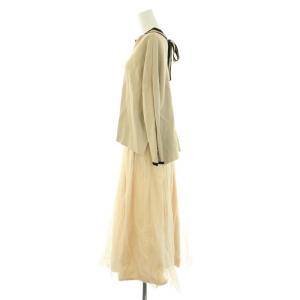 GRACE CONTINENTAL 22SS チュールコンビニットワンピース 上下 2点セット ニット セーター 長袖 リボン キャミソールワンピース ロング