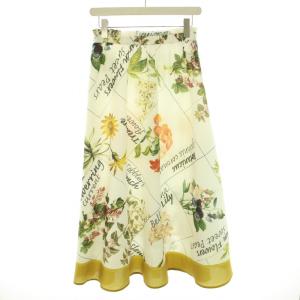 Diagram GRACE CONTINENTAL 23SS ランダムボタニカルスカート ロング ミモレ フレア イージー ボタニカル柄 36 S 白 ホワイト マスタード