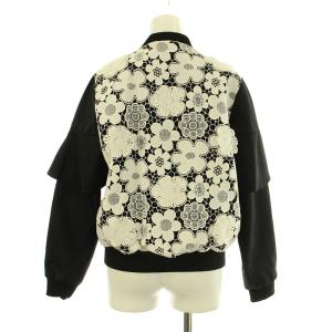 Chesty ジャケット ブルゾン レース 花柄 ジップアップ 1 S 黒 ブラック 白 ホワイト 0A403