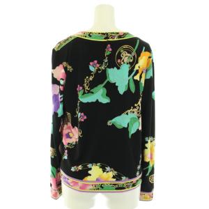 LEONARD FASHION ブラウス ラウンドネック 長袖 花柄 40　ブラック