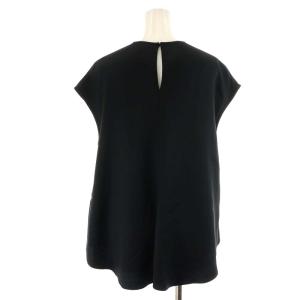 HERMES カットソー ノースリーブ ロゴ金具 シルク混 36 ブラック