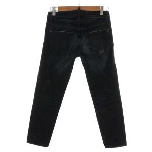 DSQUARED2 14AW skinny cropped jean デニムパンツ ジーンズ ジーパン ダメージ加工 S 黒 ブラック