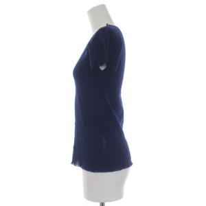 ISSEY MIYAKE FETE A-POC INSIDE カットソー 半袖 カットオフ Vネック 2 M 紺 ネイビー IF92KK924