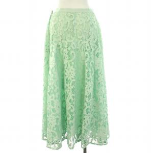 ADORE 22AW フラワーラッセルレーススカート フレア ロング 38 M 緑 ミントグリーン 531-3120006
