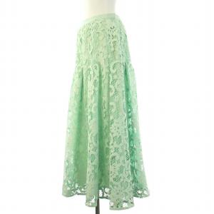 ADORE 22AW フラワーラッセルレーススカート フレア ロング 38 M 緑 ミントグリーン 531-3120006