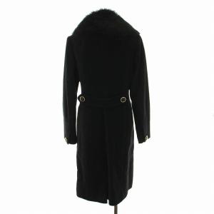 TORY BURCH ウールコート ロング シープファー アウター 2 M 黒 ブラック
