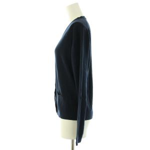 MARGARET HOWELL ジョンスメドレー ニットカーディガン リブ 長袖 Vネック 薄手 ウール 2 M 紺 ネイビー