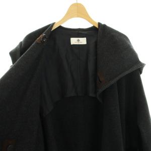OLD ENGLAND ウールガウンコート アウター ロング フード ウール カシミア混 34 S チャコールグレー
