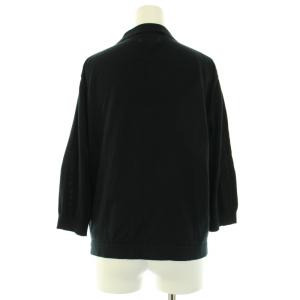 MARGARET HOWELL ニットカーディガン 七分袖 リブ オープンカラー 薄手 2 M 黒 ブラック