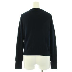 BLUE LABEL CRESTBRIDGE ニットカーディガン リブ 長袖 クルーネック ロゴ 38 M 紺 ネイビー