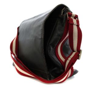 BALLY メッセンジャーバッグ ショルダーバッグ ライン フラップ レザー 茶 ブラウン