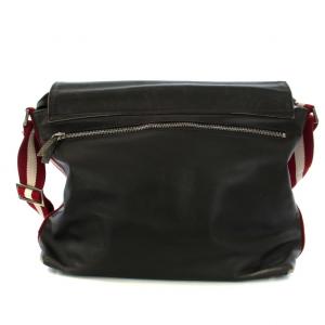 BALLY メッセンジャーバッグ ショルダーバッグ ライン フラップ レザー 茶 ブラウン