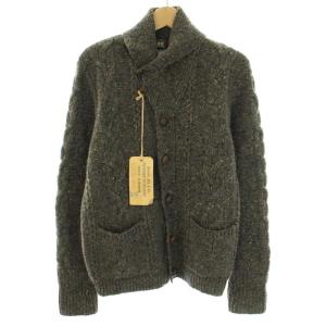 ラルフローレン ニットカーディガン 長袖 ケーブル編み くるみボタン タグ付き ウール カシミヤ混 S グレー 茶 ブラウン