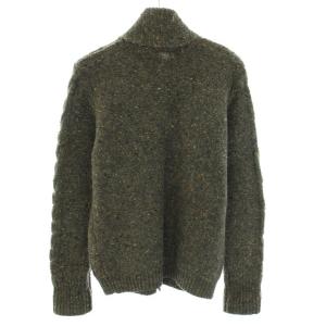 RRL ラルフローレン ニットカーディガン 長袖 ケーブル編み くるみボタン タグ付き ウール カシミヤ混 S グレー 茶 ブラウン