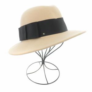 Fedora With Bow 中折ハット つば広 帽子 フェルト リボン ベージュ 黒 ブラック KS1000123 D