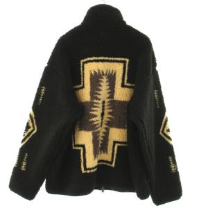 PENDLETON ボアスタンドブルゾン フリースジャケット ショート丈 ジップアップ ハイネック L 黒 ブラック 1475-5010