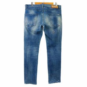 DSQUARED2 デニムパンツ ジーンズ ダメージ加工 ペイント加工 ジップフライ 50 L インディゴブルー