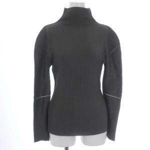 A.POC KNIT STRETCH PLEATS プリーツ カットソー ハイネック 長袖 グレー MI33KJ381