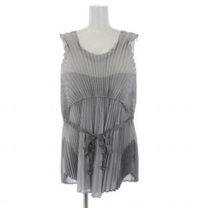 ISSEY MIYAKE プリーツ ノースリーブチュニック カットソー リボン 2 M グレー
