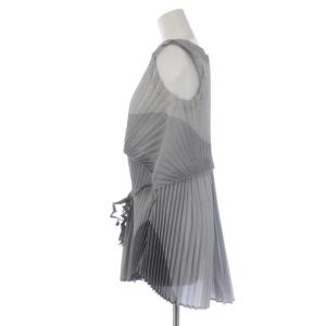 ISSEY MIYAKE プリーツ ノースリーブチュニック カットソー リボン 2 M グレー