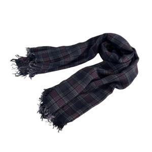 チェック フリンジ ストール ブラック 黒
