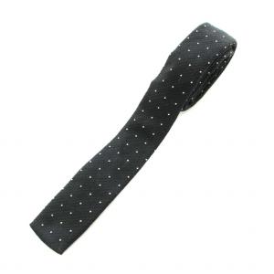 DOLCE&GABBANA ネクタイ ナロータイ ドット柄 刺繍 絹 シルク 黒 ブラック 白 ホワイト