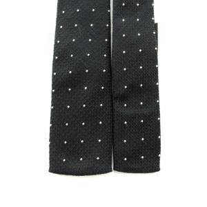 DOLCE&GABBANA ネクタイ ナロータイ ドット柄 刺繍 絹 シルク 黒 ブラック 白 ホワイト