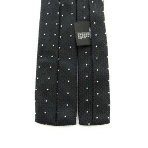 DOLCE&GABBANA ネクタイ ナロータイ ドット柄 刺繍 絹 シルク 黒 ブラック 白 ホワイト