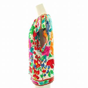 LEONARD FASHION カットソー コットン クルーネック 花柄 L マルチカラー