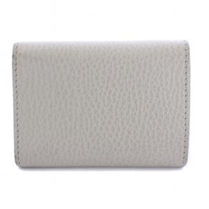 GUCCI ダブルG ウォレット 三つ折り財布 レザー ゴールド金具 グレー 735212