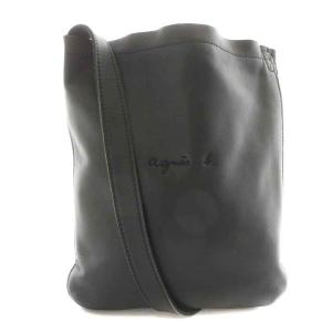 ショルダーバッグ カウレザー ロゴ刺繍 黒 ブラック PAH02Z-03