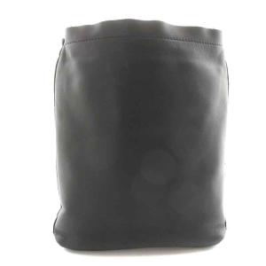 agnes b. ショルダーバッグ カウレザー ロゴ刺繍 黒 ブラック PAH02Z-03