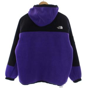THE NORTH FACE HIM FLEECE PARKA フリースジャケット ハーフジップ フード ロゴ刺繍 M 紫 パープル 黒 ブラック NA72031