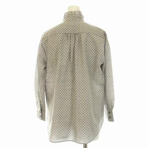 OLD ENGLAND シャツ ブラウス フリル 総柄 長袖 34 S グレー 紫