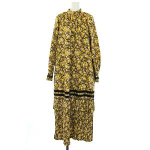 leur logette 21AW マティスフラワープリントドレス S イエロー