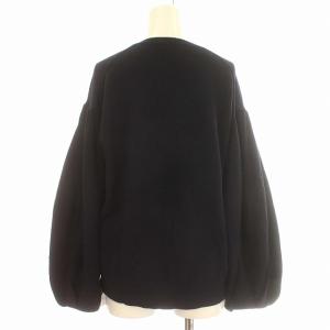 ebure ニット 長袖 パフスリーブ ウール セーター F ネイビー 紺