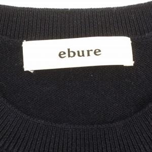 ebure ニット 長袖 パフスリーブ ウール セーター F ネイビー 紺