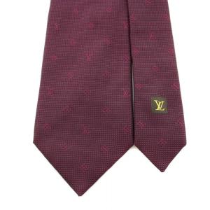 LOUIS VUITTON ネクタイ レギュラータイ モノグラム ドット柄 絹 シルク ボルドー