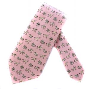ネクタイ 馬柄 乗馬 シルク フランス製 ピンク 5313 TA