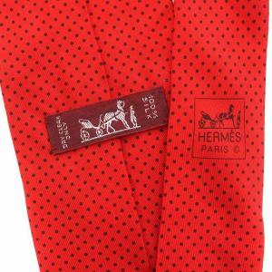 HERMES ネクタイ ドット 水玉 シルク100％ 赤 レッド