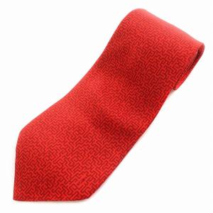 HERMES ネクタイ 総柄 シルク100％ 赤 レッド