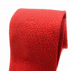 HERMES ネクタイ 総柄 シルク100％ 赤 レッド