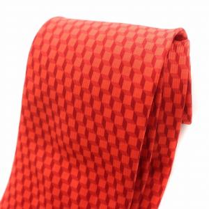 HERMES ネクタイ 総柄 シルク100％ 赤 レッド