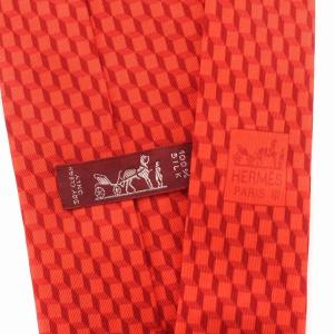 HERMES ネクタイ 総柄 シルク100％ 赤 レッド